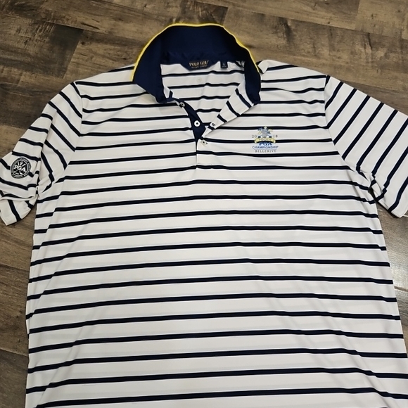 Ralph Lauren Navy and White Striped Polo - Picture 1 of 8